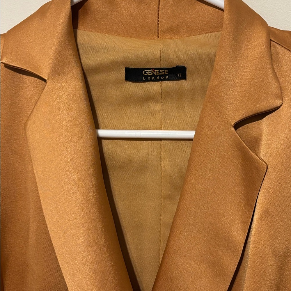 Genese London Satin-Like Rust Blazer Dress Size 12 - Picture 4 of 12